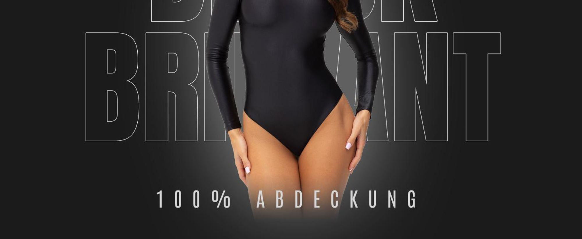 Gatta Body Perfect BLACK BRILLANT Langarm Einteiler glänzender Bodysuit, XL