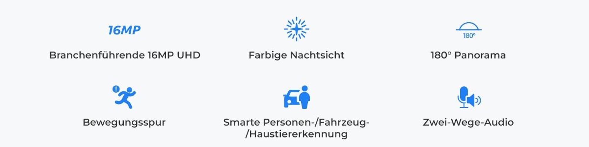 Reolink Duo 3 PoE, 8K 16MP Dual-Objektiv PoE Überwachungskamera, 180° Panorama, Bewegungsspur, Farbnachtsicht, Intelligente Erkennung, 2-Wege-Audio