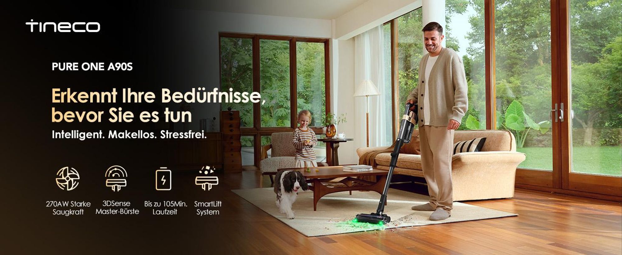 Tineco PURE ONE A90S, Trocken, HEPA, Zyklonisch/Filterung, Beutellos, Schwarz, Grau, Beige, 0,8 l