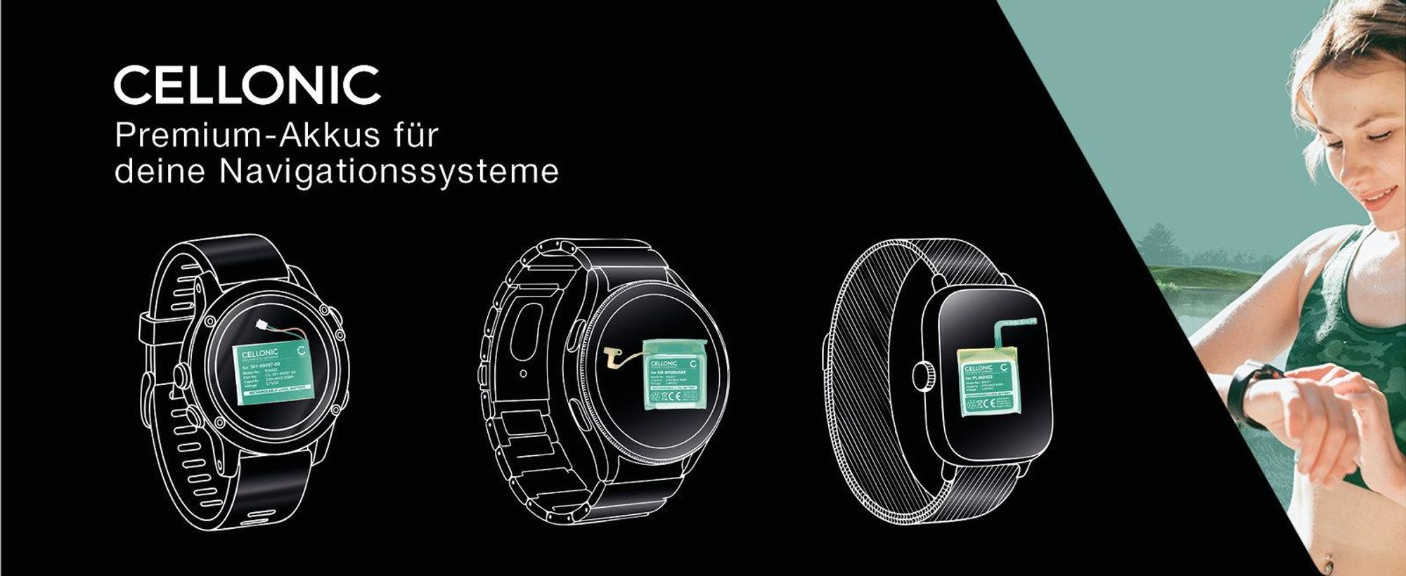 CELLONIC 1x Akku für Smartwatch & Fitnessarmband Kompatibel mit Garmin Fenix, Fenix 3, Fenix 3 HR, 361-00034-02 - (300mAh, 3.7V)