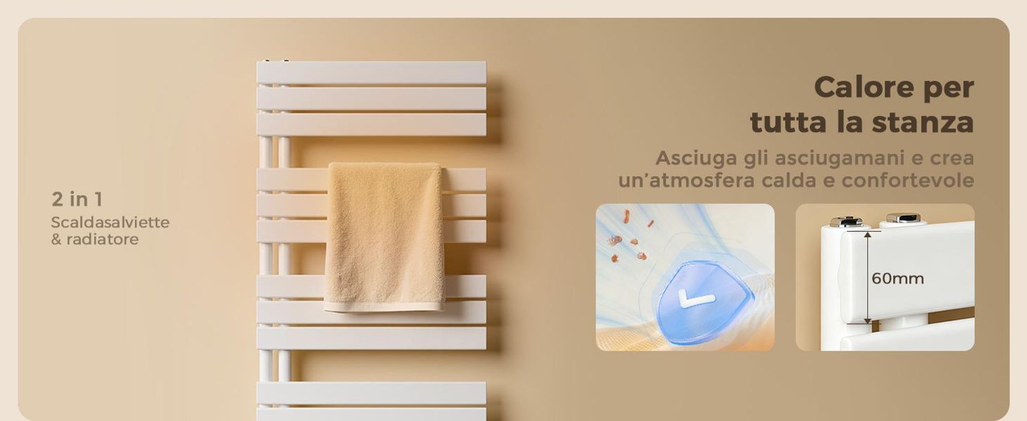 S'AFIELINA - Radiador de diseño para baño, 762x400 mm, radiador toallero, blanco, panel plano, conexión lateral, radiador para baño, secador de toallas, 342 vatios