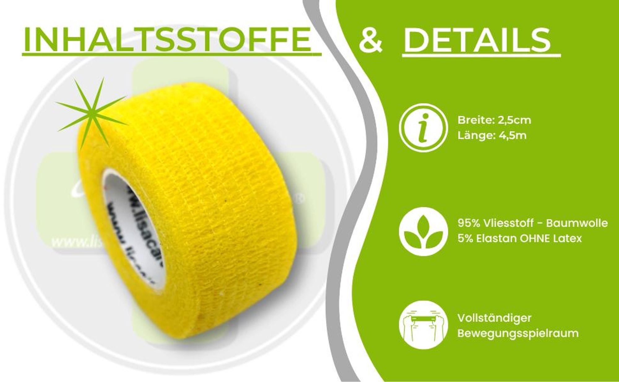 LisaCare Fingerpflaster - 2,5cm x 4,5m - Pflasterverband LATEXFREI - 7er Set Farbmix - Kohäsive Bandage