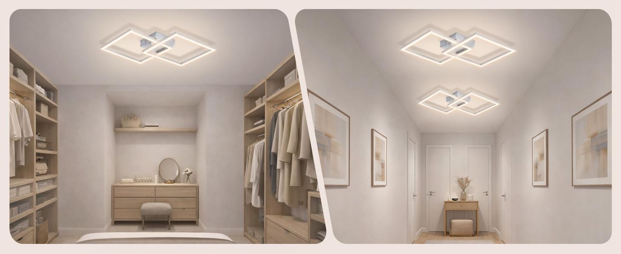 ZMH Plafonnier LED Lampe de plafond Chambre à coucher 24W Argent Lampe de chambre à coucher 4000K Blanc neutre Lampe de couloir Lampe de salon Plafonnier carré pour cuisine
