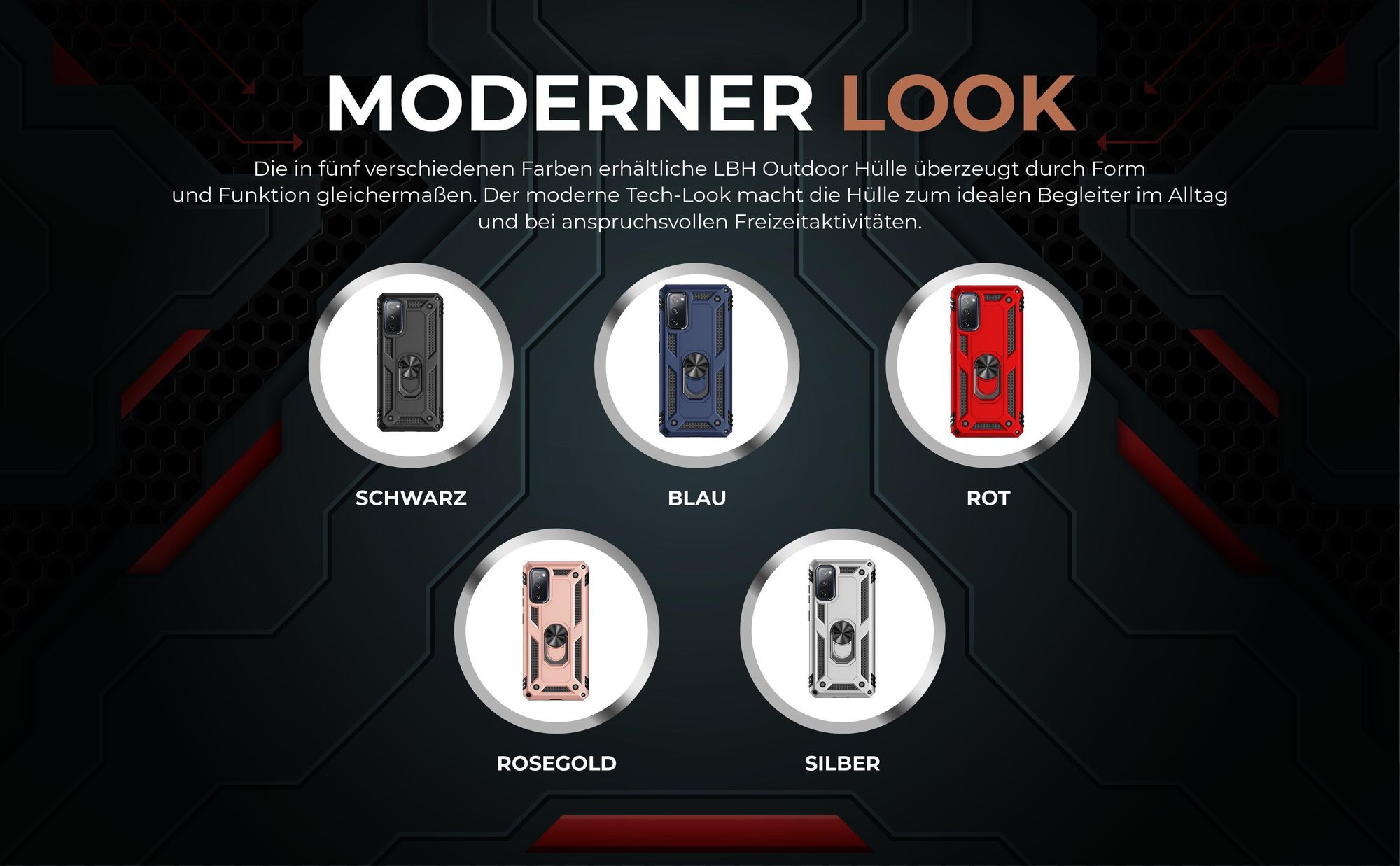 Armorhüllen in Schwarz, Blau, Rot, Rosegold und Silber für Samsung Galaxy S20 FE