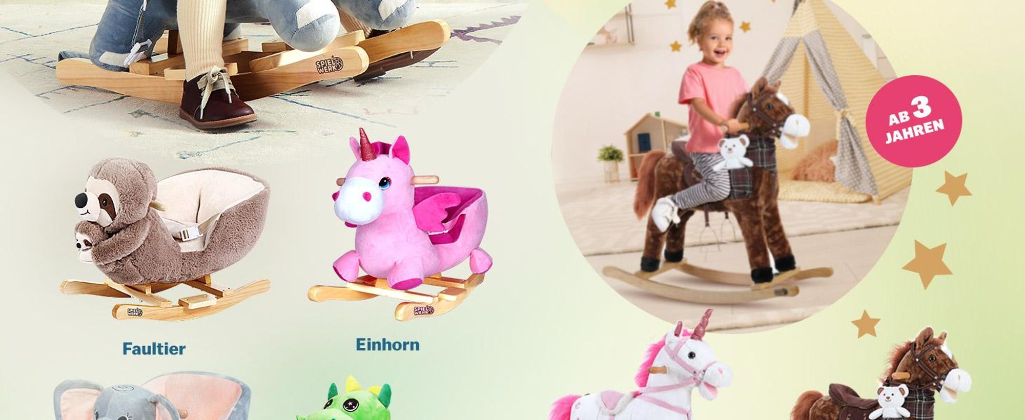 SPIELWERK® Schaukelpferd Einhorn ab 3 Jahren