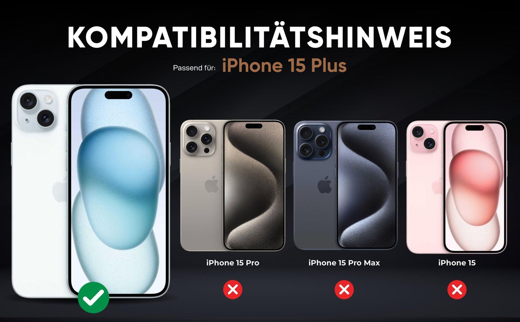 Kompatibilitätshinweise Hülle für Apple iPhone 15 Plus
