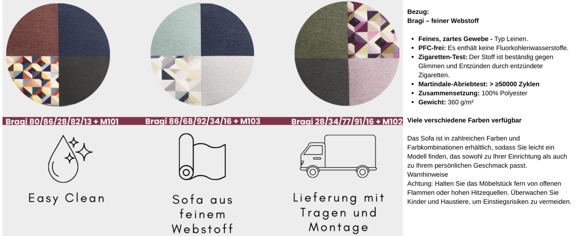 Sofa mit Schlaffunktion und Bettkasten Couch für Wohnzimmer, Polstersofa Wohnlandschaft mit Bettfunktion, Sofagarnitur - Schlafsofa - Cyprus patchwork - Hellblau + Grau (Bragi 80/86/28/82/13 + M101)