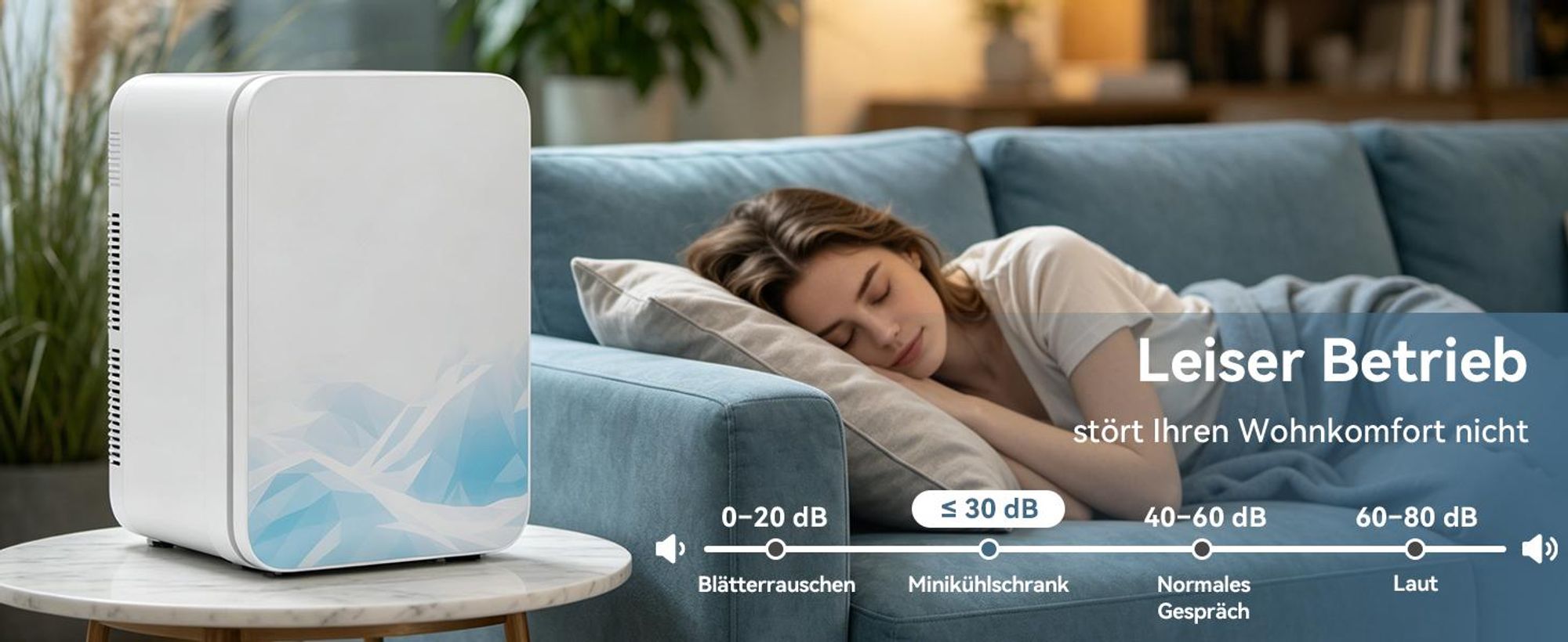 Puluomis Mini Kühlschrank 20L, 2 in 1 Warm- und Kühlbox tragbar Ultra-Leiser Auto Kühlbox (<30dB) 12V/220V /230V AC/DC für Getränkedosen, Snacks weiß