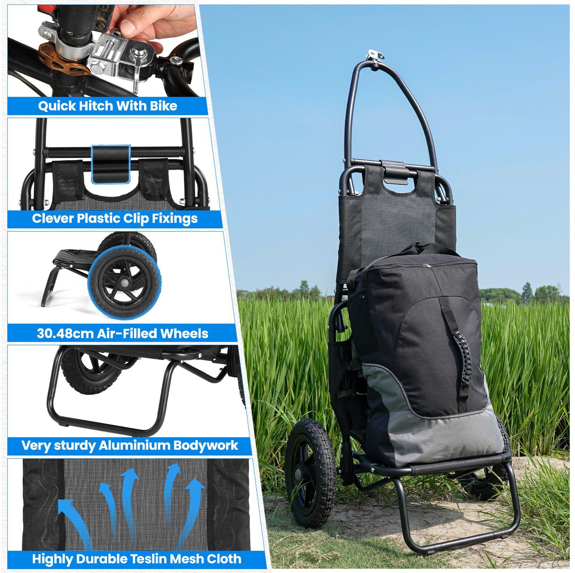 Sepnine 8009T Trailer 20KG, Aluminium, Faltbar, 30,48cm Räder - Schwarz