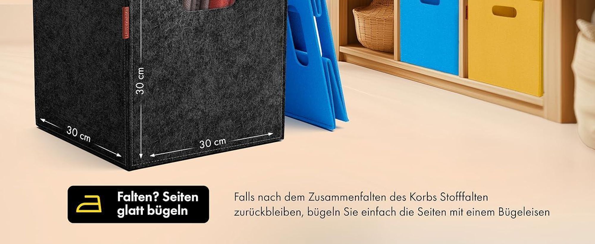 Havenhaus Filzkorb faltbar 6er Set peach pink 30x30x30cm | 6er Set Boxen Aufbewahrung Filz | Faltbox geeignet für Aufbewahrung im ganzen Haus | Korb