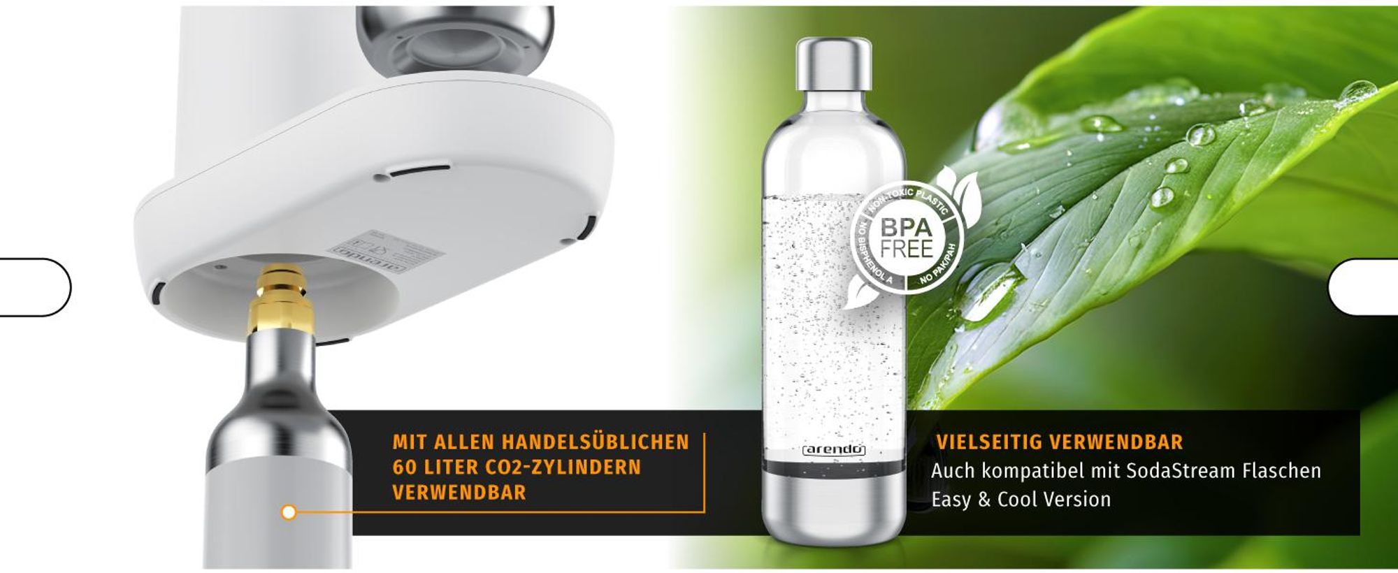 Arendo Wassersprudler Soda Maker, kompatibel mit 60-Liter-CO2-Zylindern