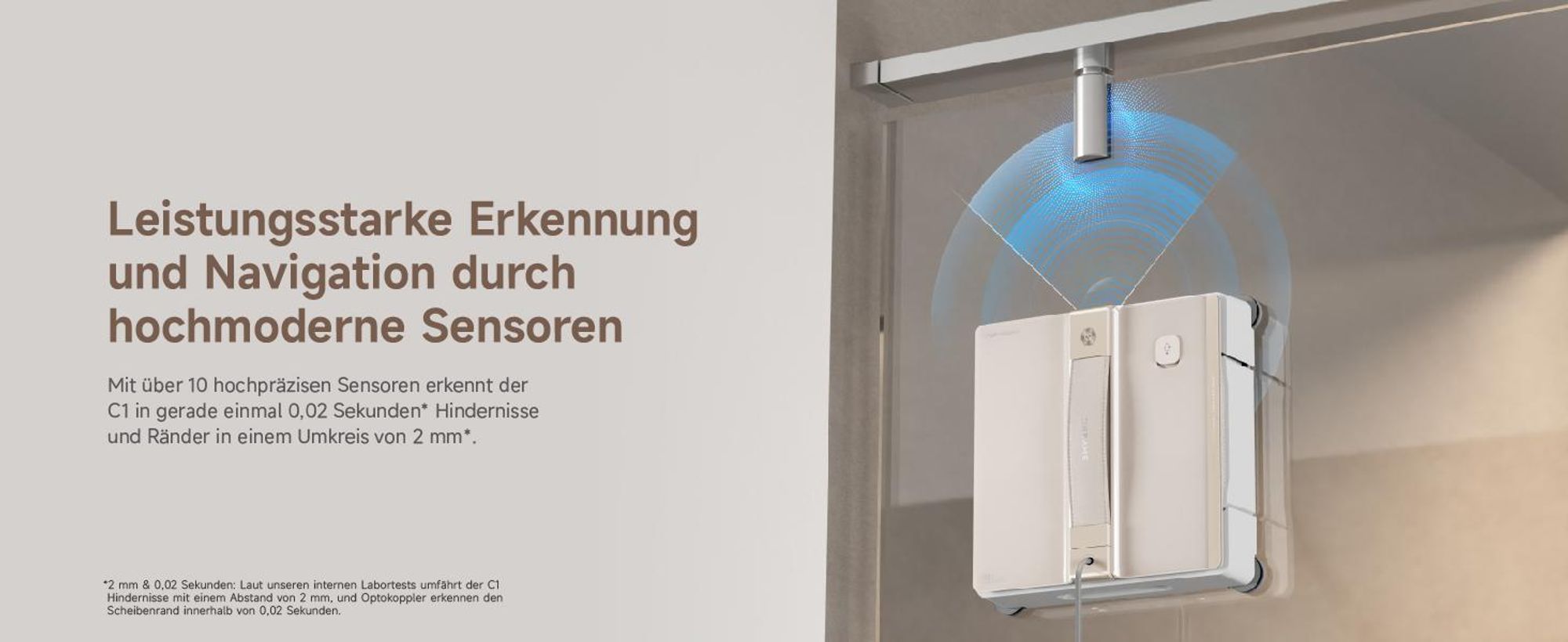 Dreame C1 Fensterputzroboter,5500Pa Saugkraft,Stabil und sicher,Nass- und Trockenreinigung,Dual-Spray,CornerClean,Intelligente Navigation,3h Laufzeit