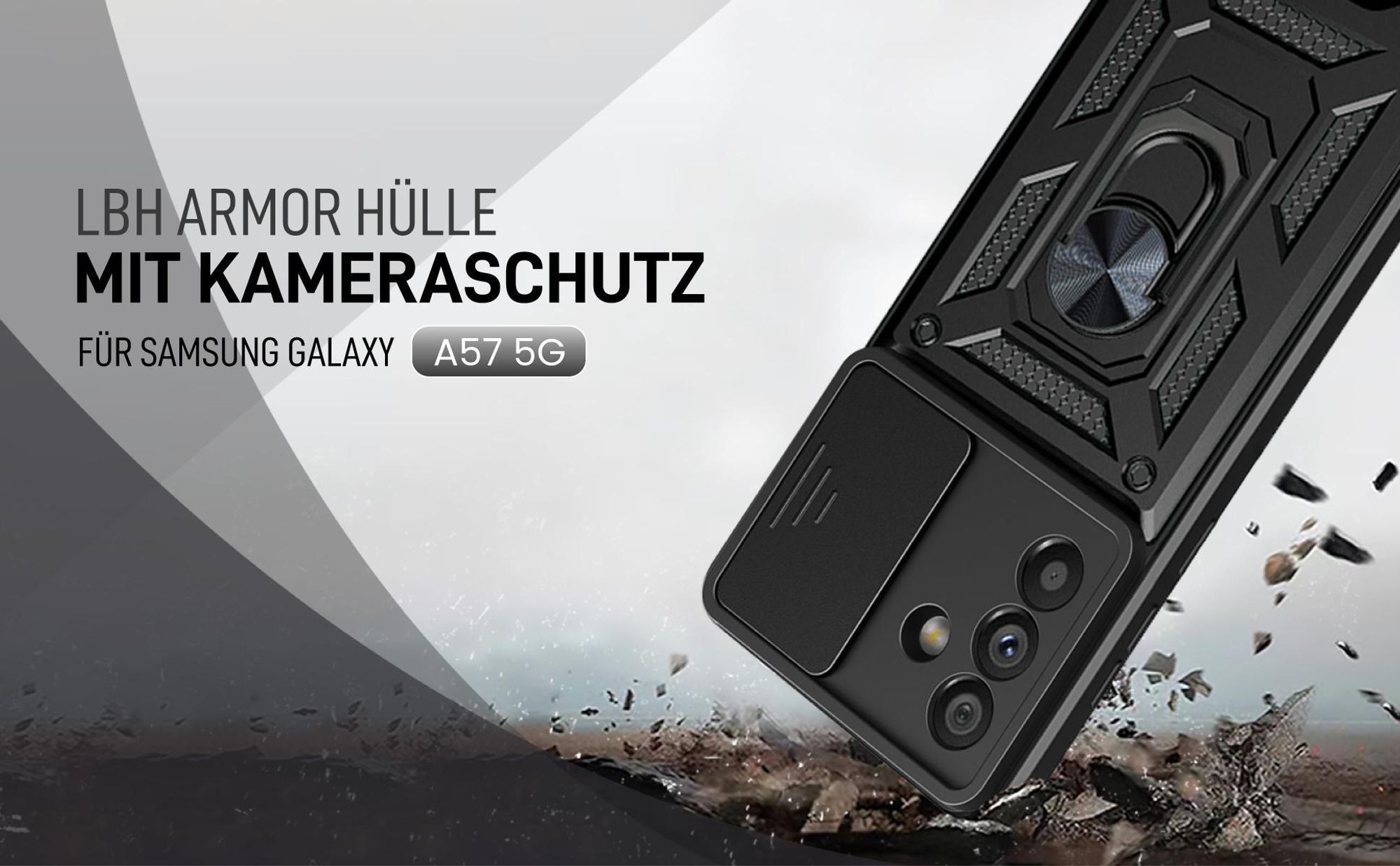 Schwarze Outdoorhülle mit Kameraschutz für Samsung Galaxy A57 5G