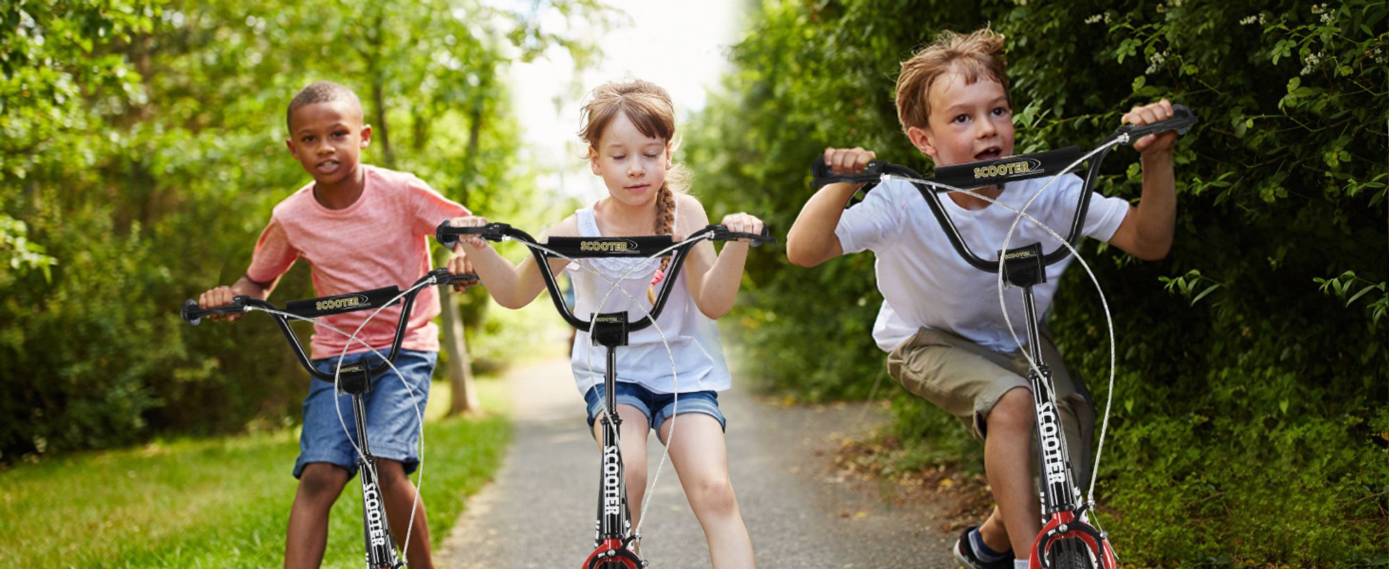 HOMCOM Tretroller Kinderroller Scooter Cityroller Luftreifen verstellbar Schwarz