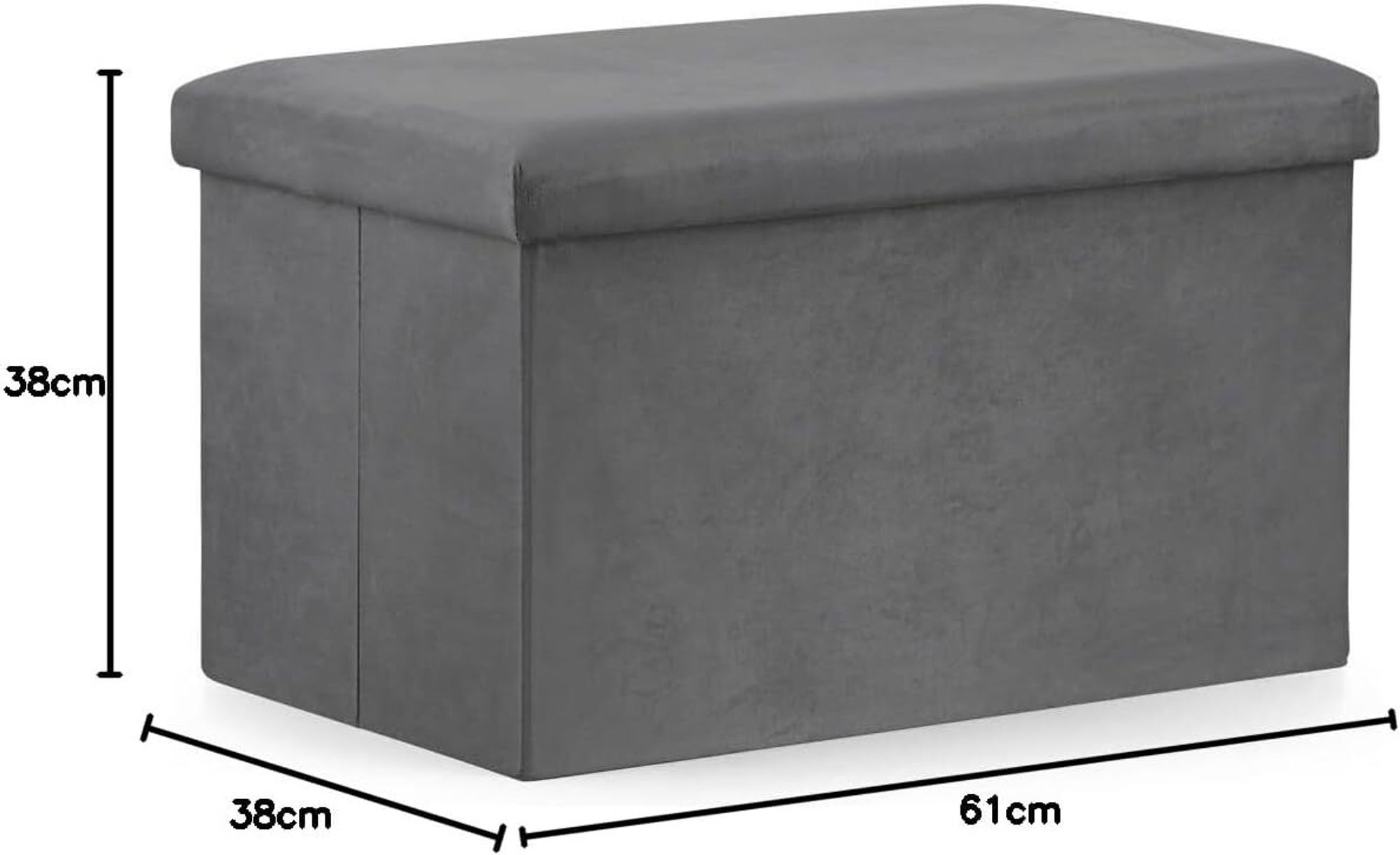 VBChome Sitzpouf 60 x 38 x 38 cm Grau Sitzhocker mit Stauraum Fußbank Truhen Aufbewahrungsbox faltbar Fußstütze Material - Samt 60x38x38 cm