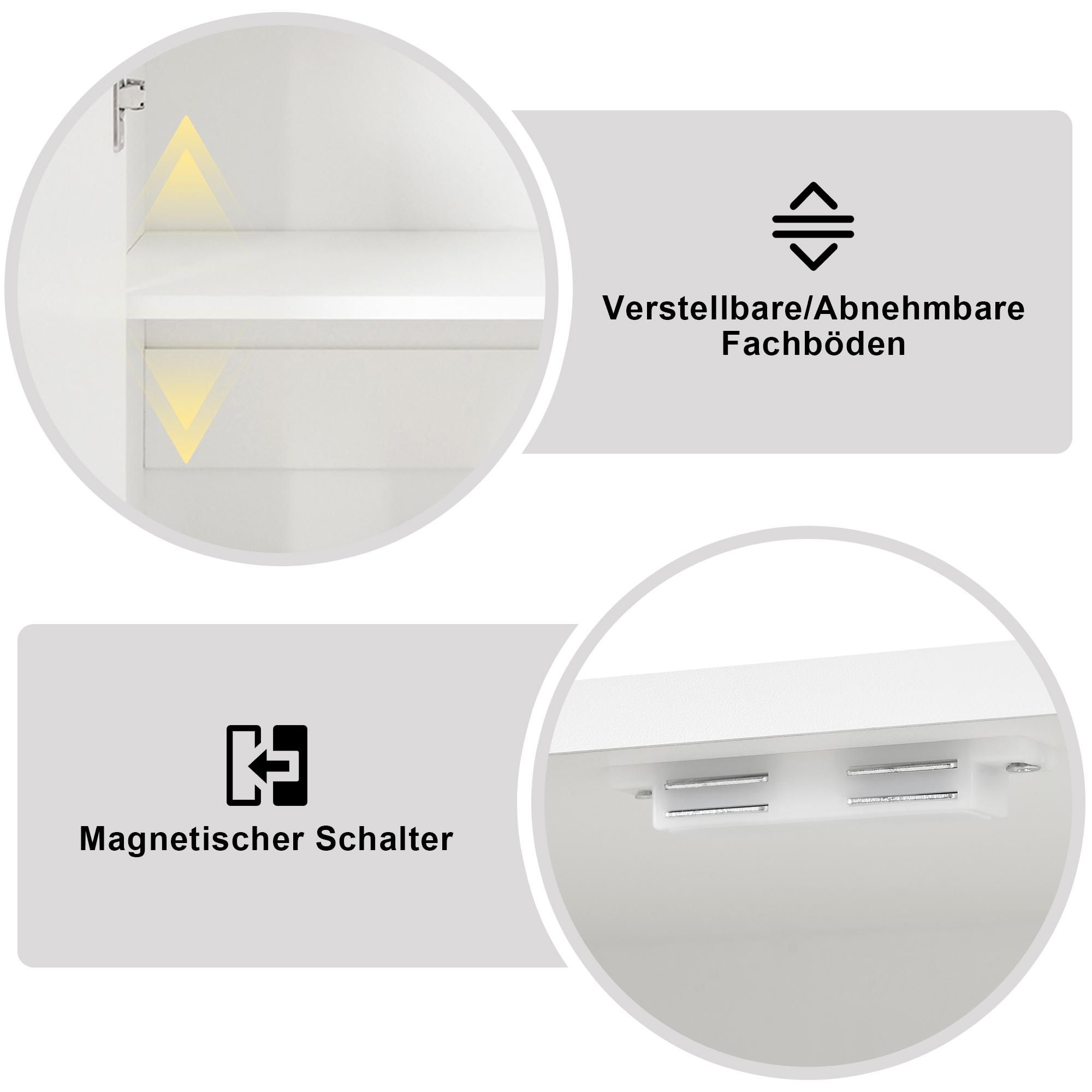 Merax Schuhschrank mit 3 Türen, 2 Schubladen, Kommode, Sideboard, Schuhkommode mit Metallgriffen, für Flur und Diele, Weiß