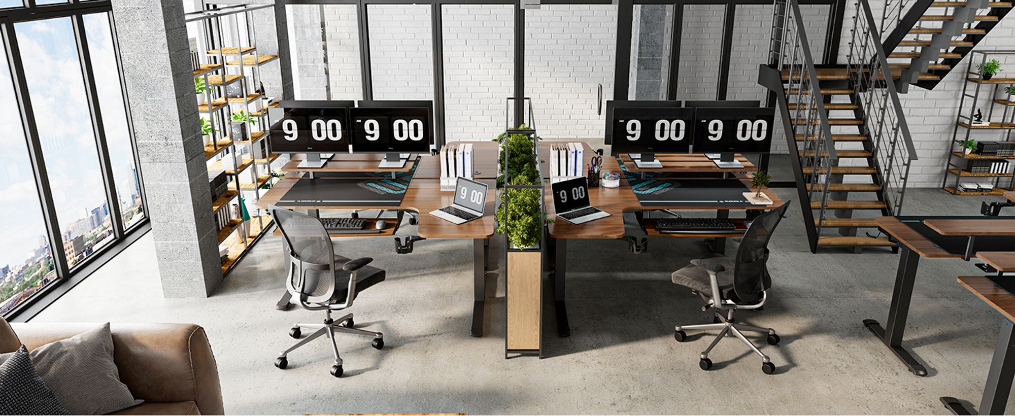 EUREKA ERGONOMIC Höhenverstellbarer Computertisch Elektrisch Schreibtisch 155x110cm Gaming Tisch mit Tastaturablage und Monitorständer