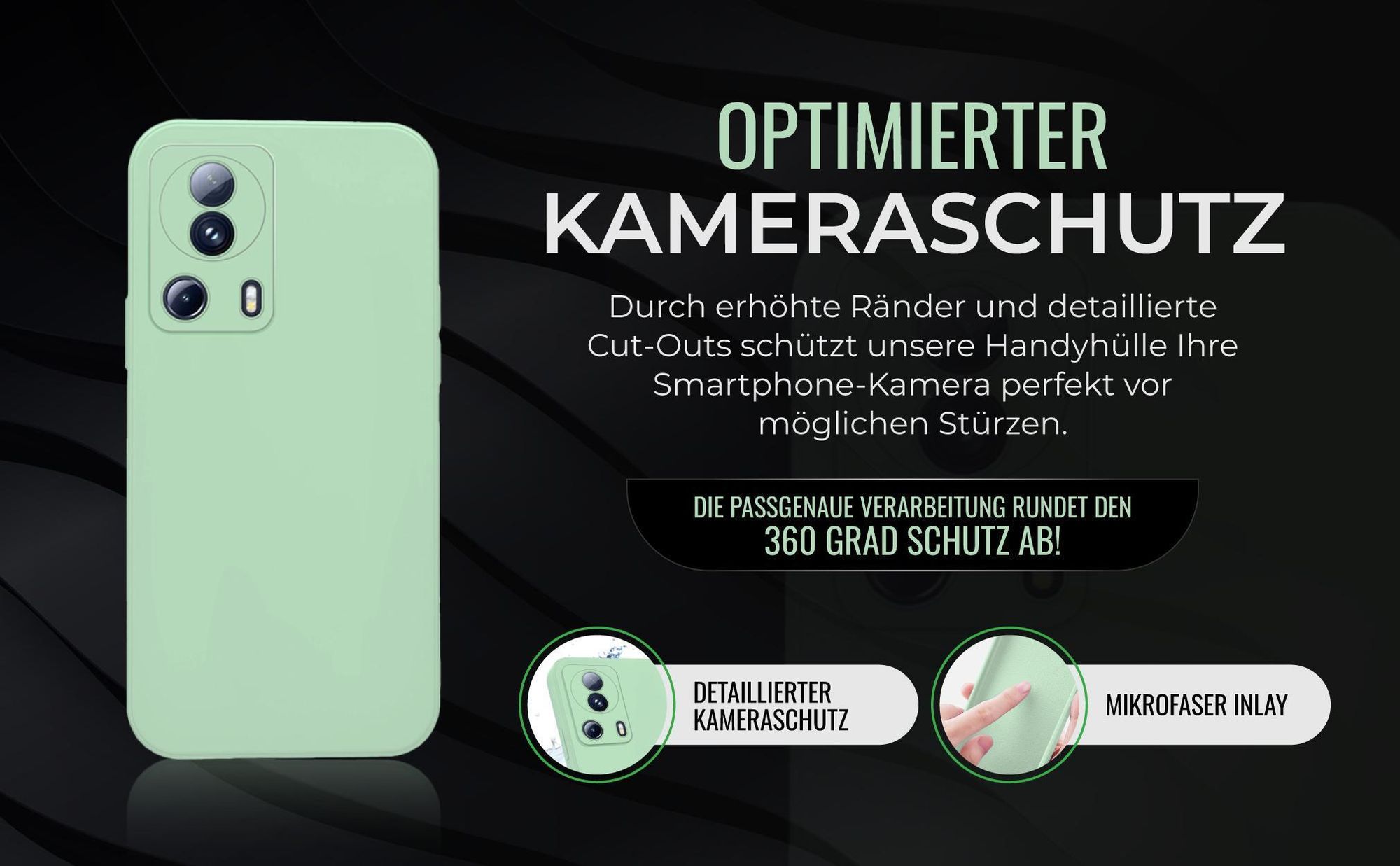 Handyhülle in Türkis für Xiaomi 13 Lite 5G in detailliertem Kamera Cutout