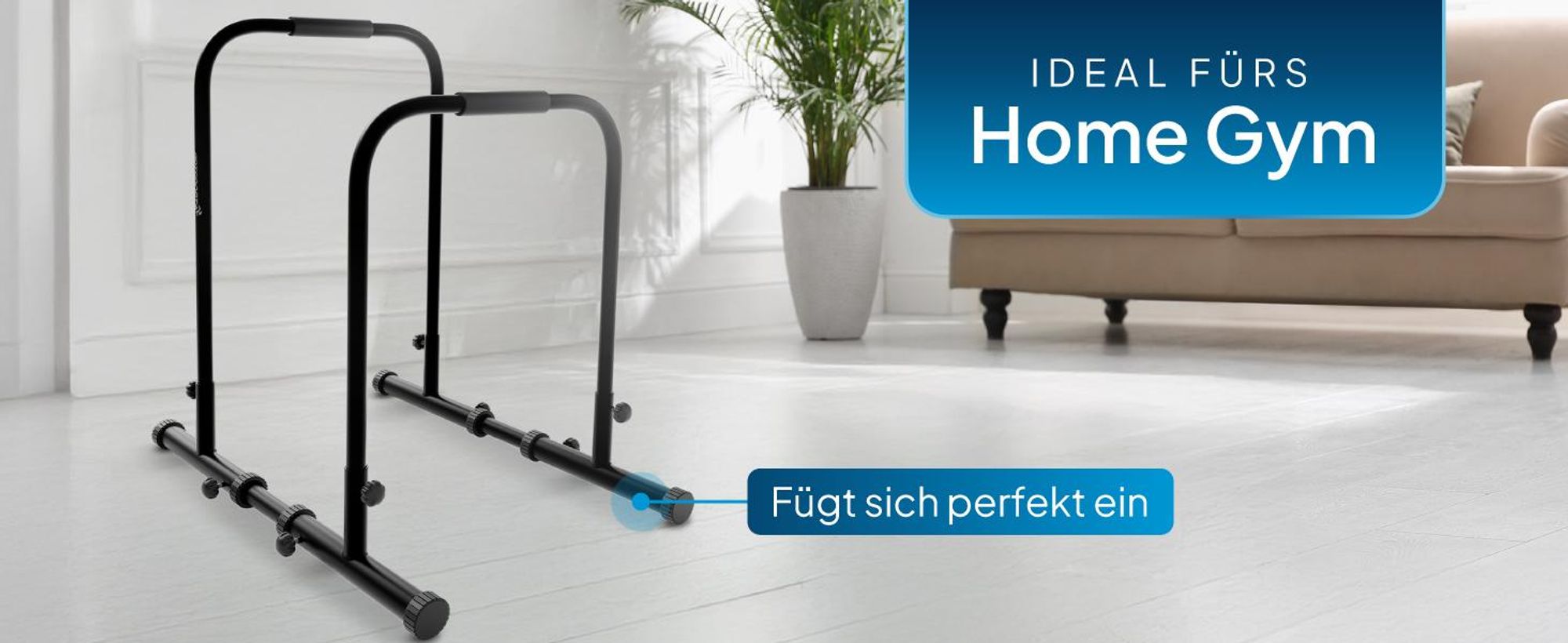 ArtSport Dip Barren - Dip Station bis 500 kg - Liegestützgriffe - verstellbar - Schwarz
