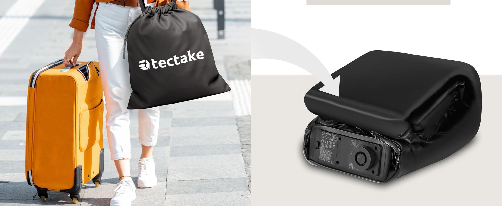 tectake® Aufblasbare Matratze AirDreams für 1 oder 2 Personen inkl. manuellem Ventil und Tragebeutel