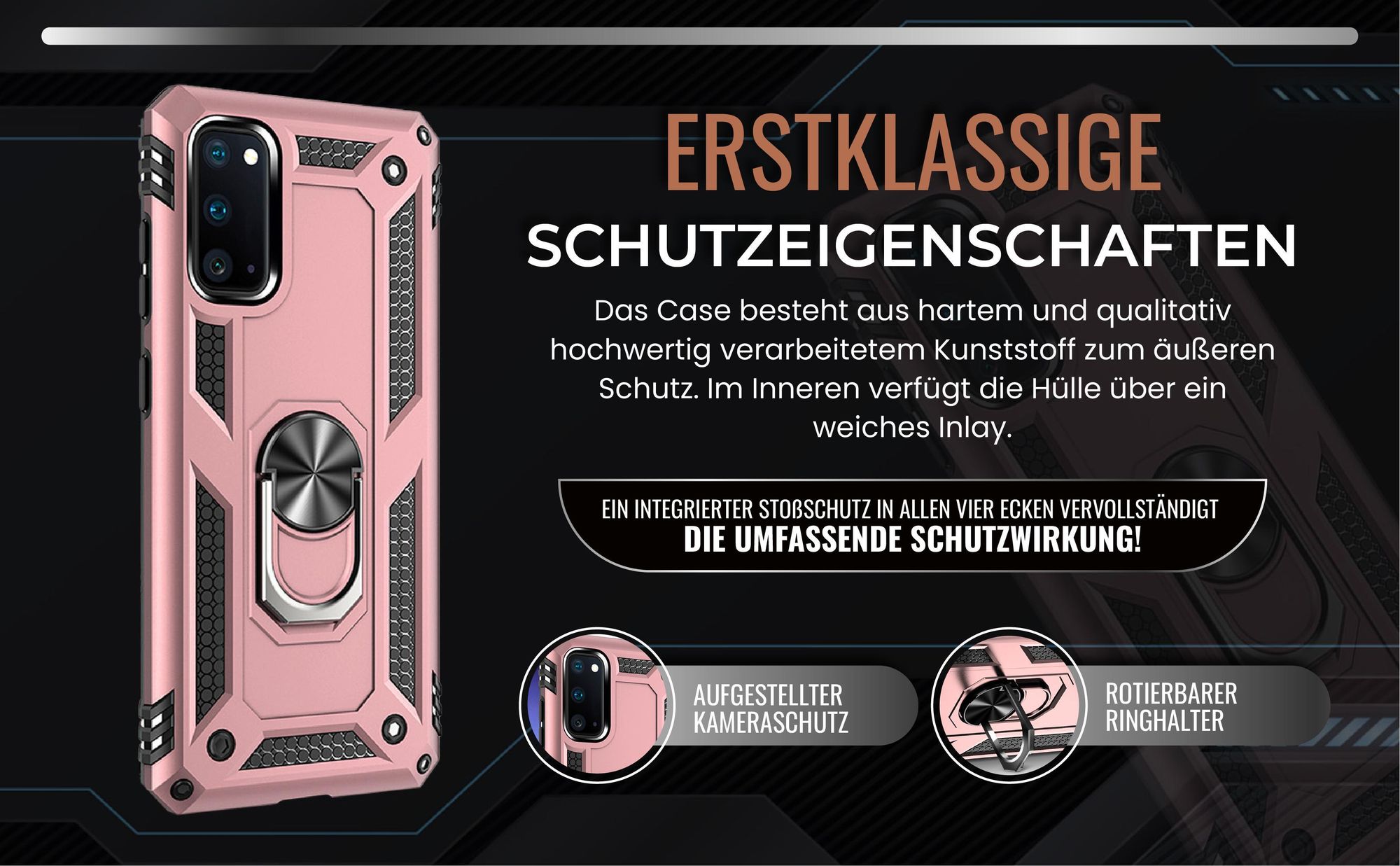 Handycase in Rosegold für Samsung Galaxy S20 mit Kameraschutz