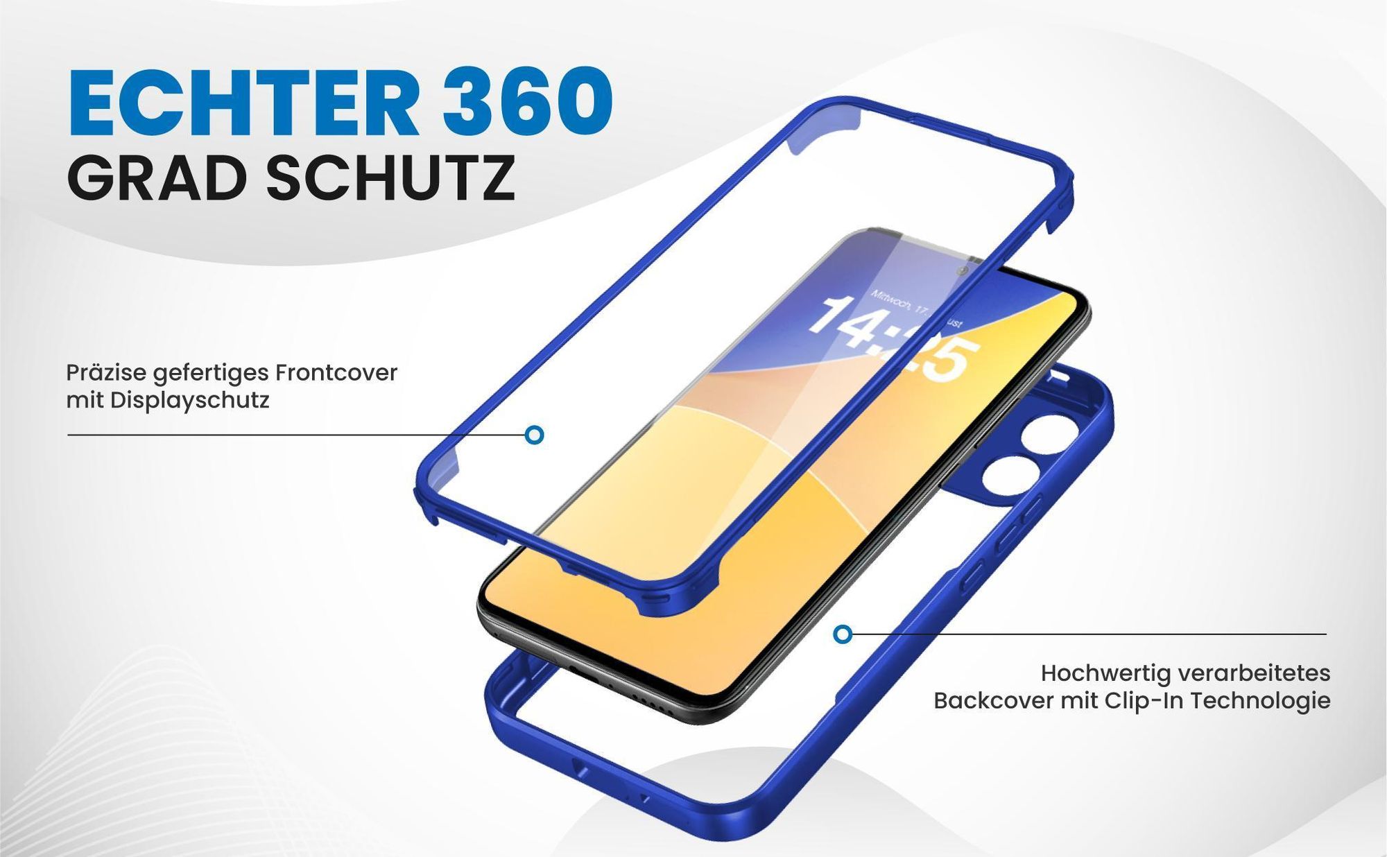 Blaues 360 Grad Case für Xiaomi 13 5G mit Schutz von beiden Seiten