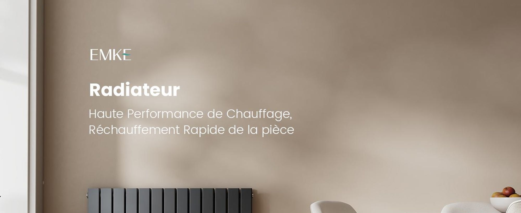 EMKE Radiateur Horizontal, Radiateur à panneaux design 630x1000mm, Anthracite Double couche plat Raccord latéral Chauffage, 1343W sans thermoplongeur