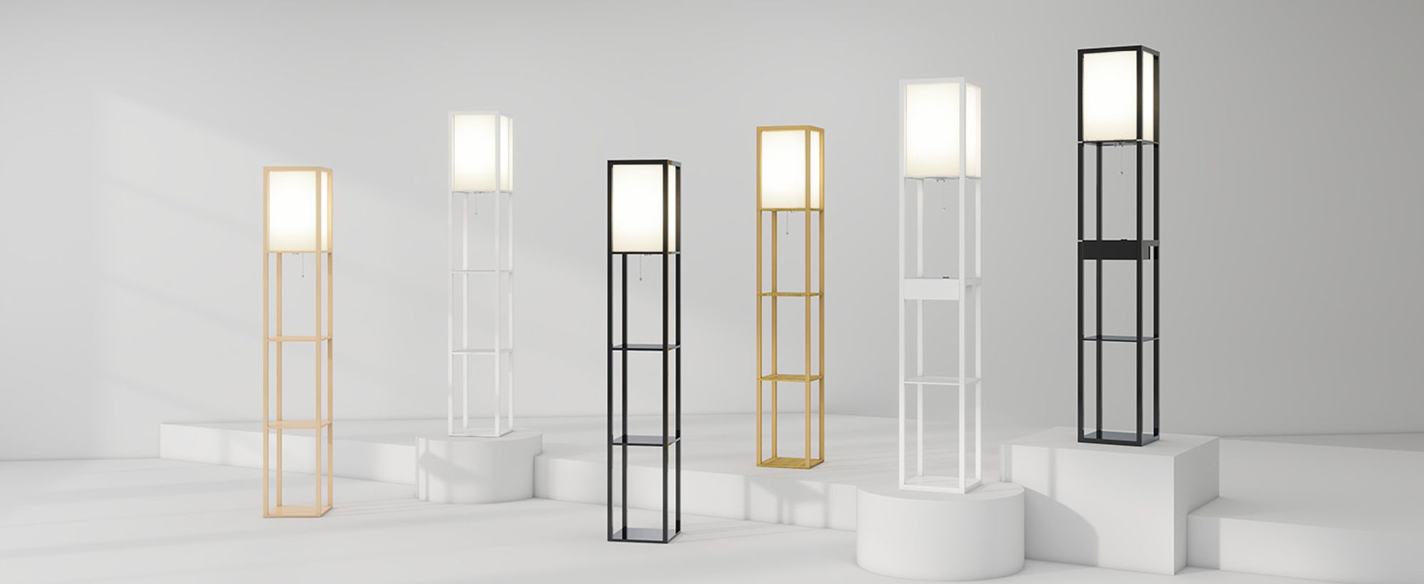 Puluomis 3 Ebene Stehlampe Stehleuchte Standleuchte standlampe Bodenlampe, E27 Innenbeleuchtung für Schlafzimmer Wohnzimmer Regal Holzfarbe 160cm