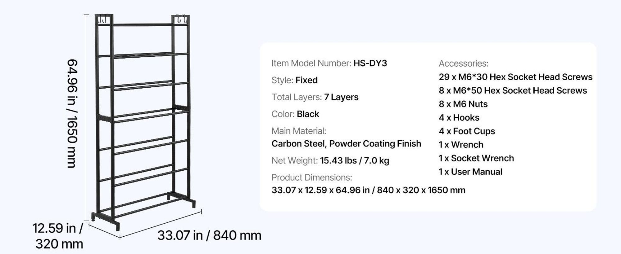 VEVOR Wandmontierter Drucker Filamentlagerregal, 2-stufiges Wandregal, rollbare Filamentspulenhalter mit Rädern, Filamente organisiert für 3D-Druckstudio, Werkstatt (Nur Regal), Stationär-a, 7 Schichten