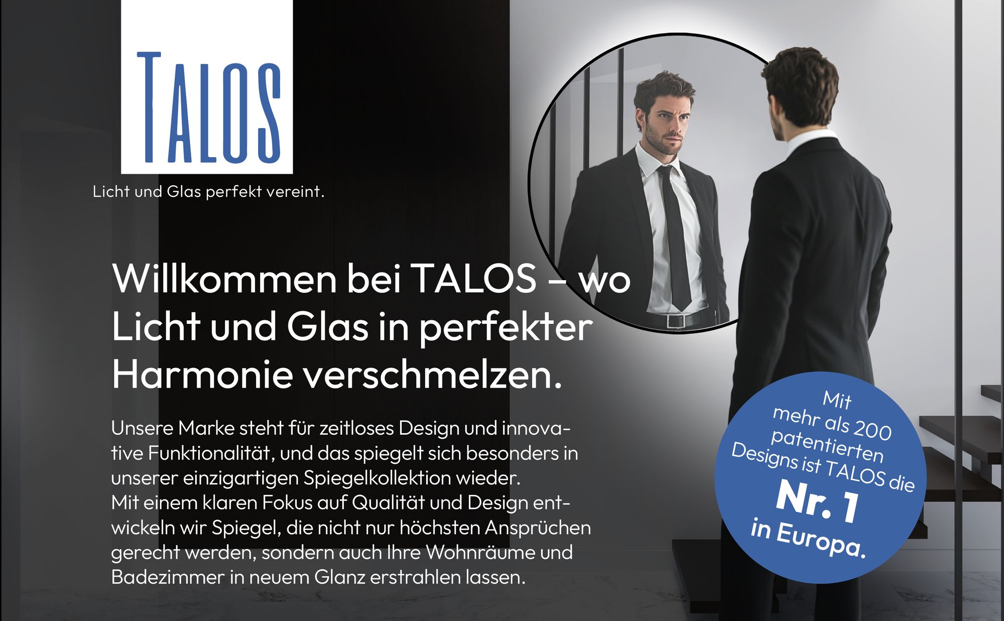 LED Wandspiegel 100 cm, matt schwarz, Alurahmen, Licht neutralweiß, IP24