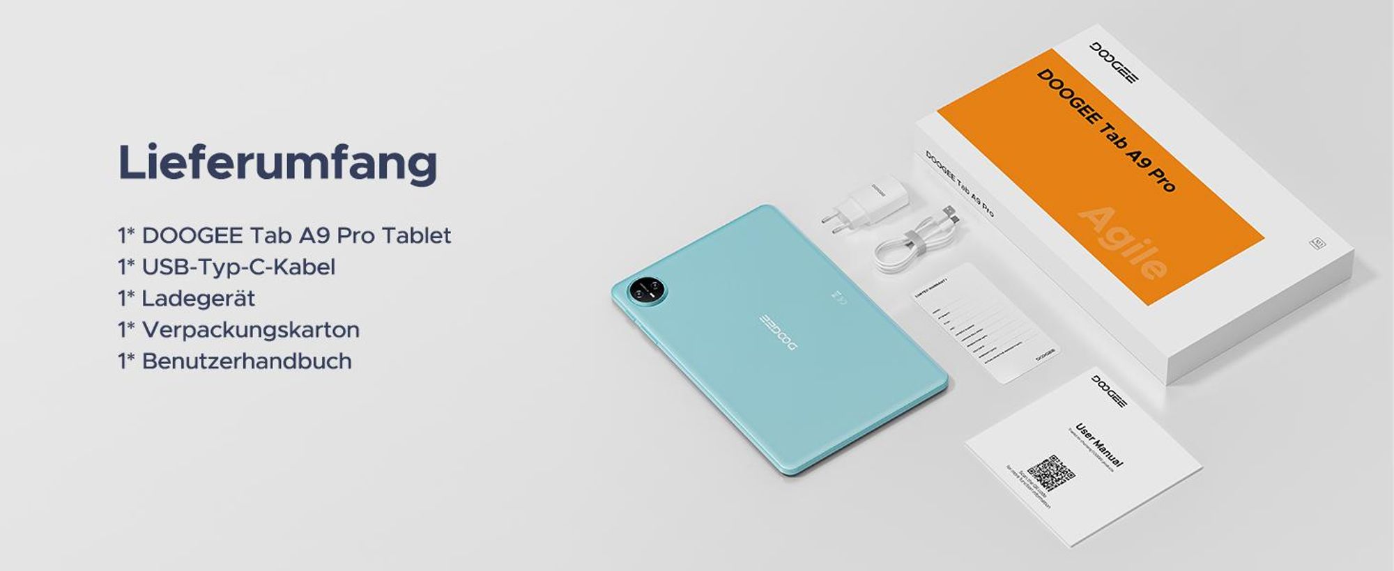 DOOGEE Tab A9 Pro Android 16, 10,1 Zoll, 20(4+16)GB+128GB(bis 2TB erweiterbar), WiFi 5, 6580mAh, Dual-Lautsprecher