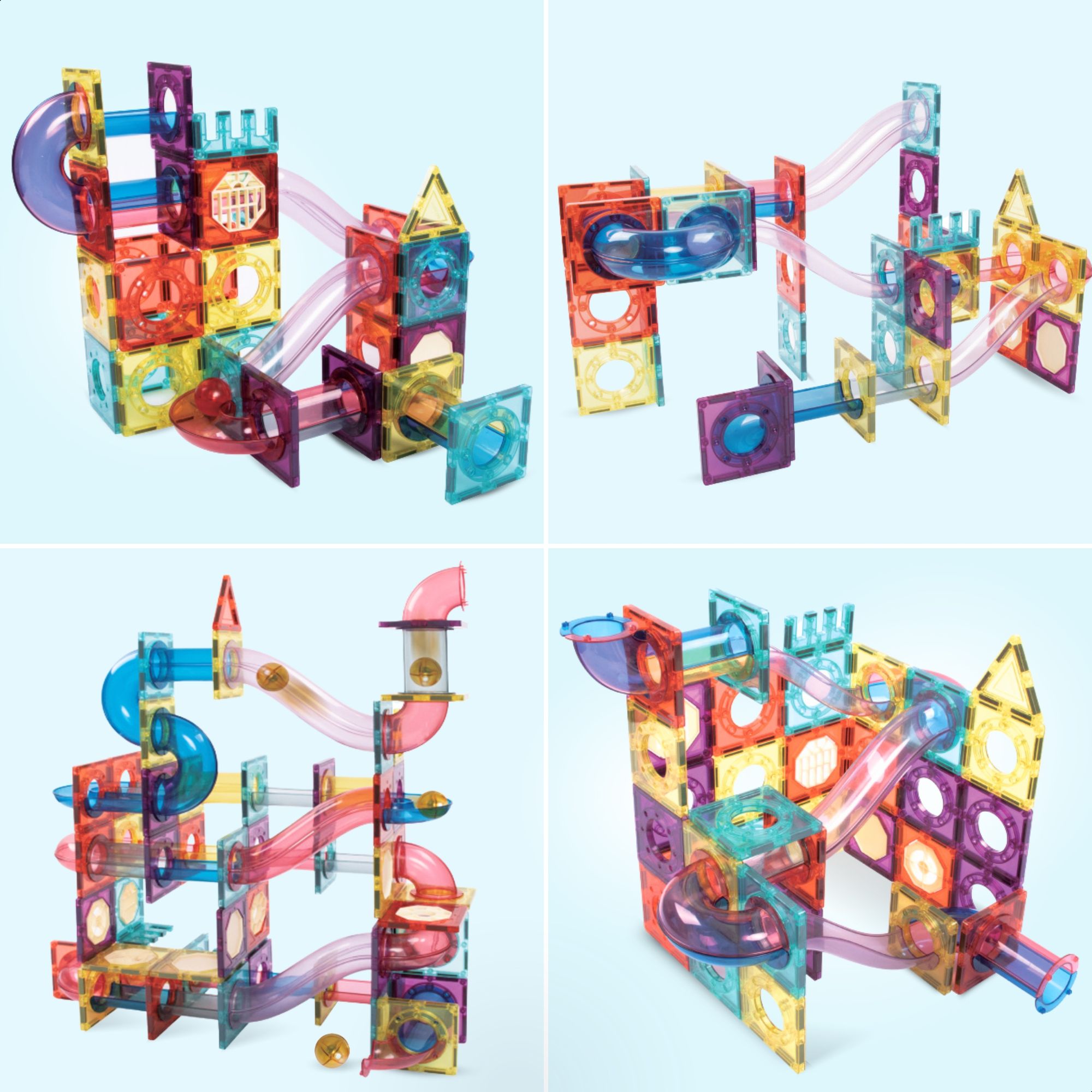 Fits4Kids Magnetic tiles  Bausteine Magnetische Bauklötze Marble Adventure Track in aktion