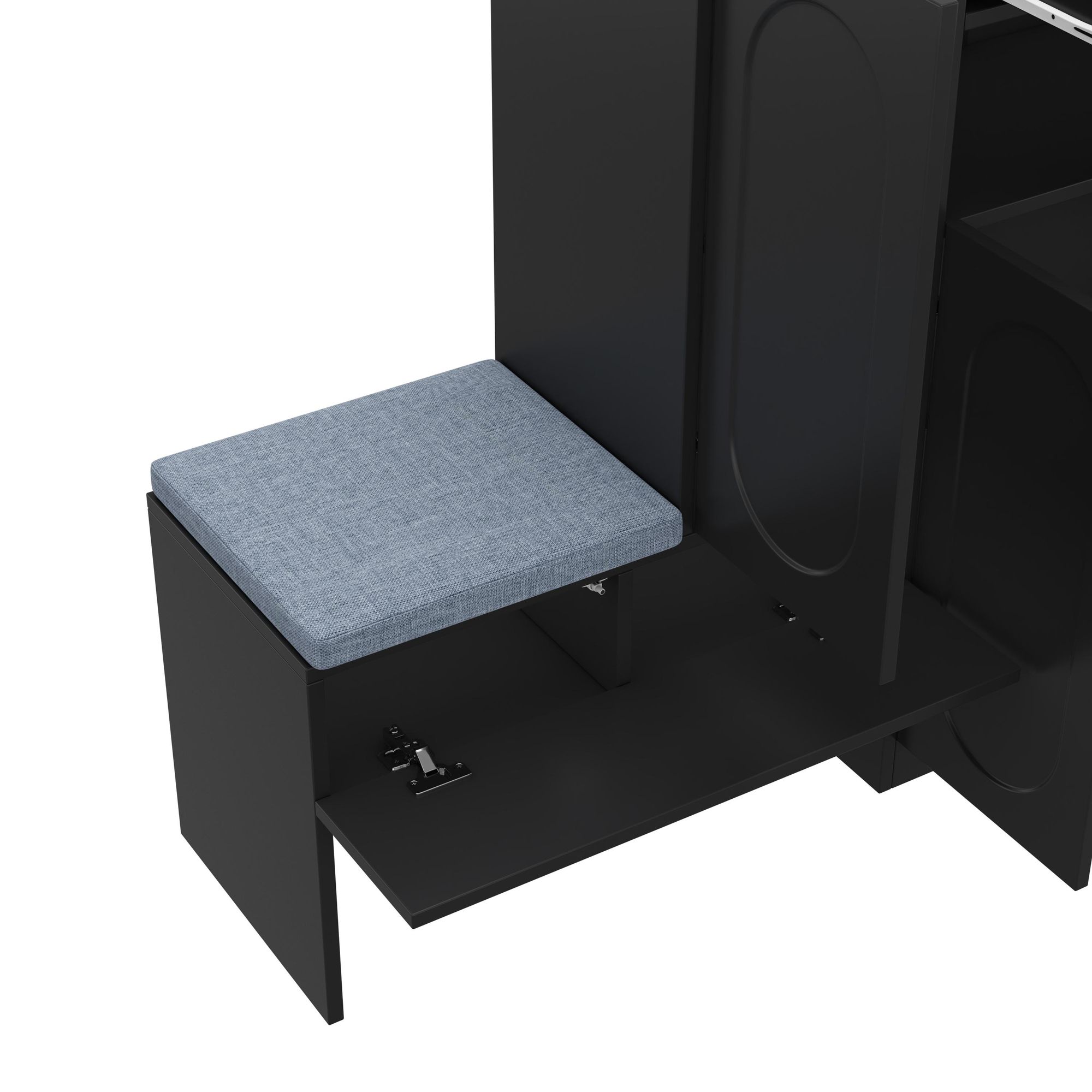 Merax 2-in-1 Schuhschrank mit Sitzbank, Schuhkipper, Schuhkommode mit Soft-Close-Türen, großes Fassungsvermögen, Schwarz