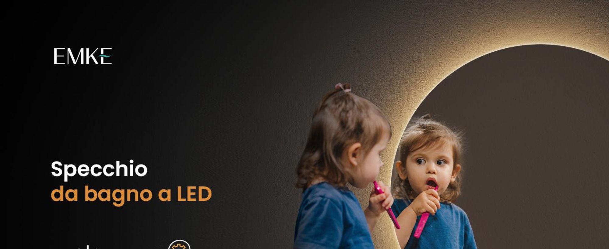 EMKE Specchio da bagno a LED rotondo 60 cm con antiappannamento Specchio da bagno a 3 luci Specchio da bagno dimmerabile Specchio a LED con interruttore a sfioramento Risparmio energetico