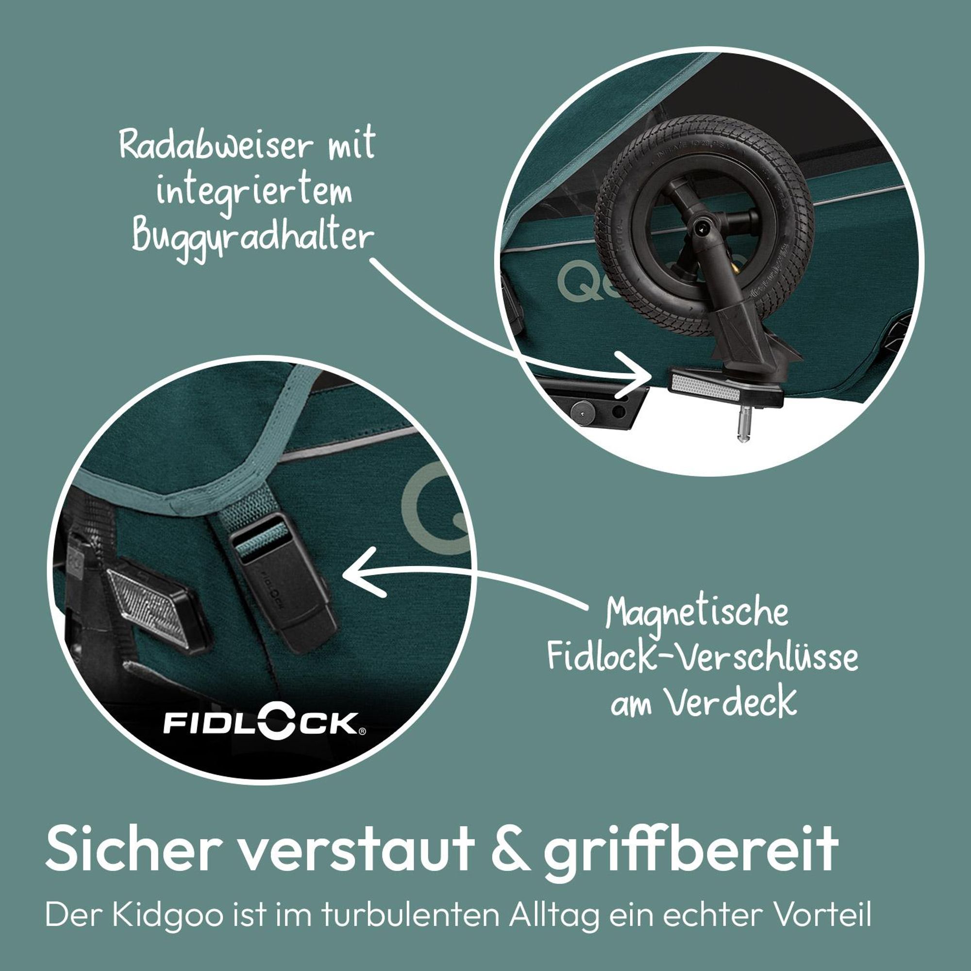 Qeridoo Kidgoo 2- Kinderfahrradanhänger für 2 Kinder, Farbe: Pacific Blue