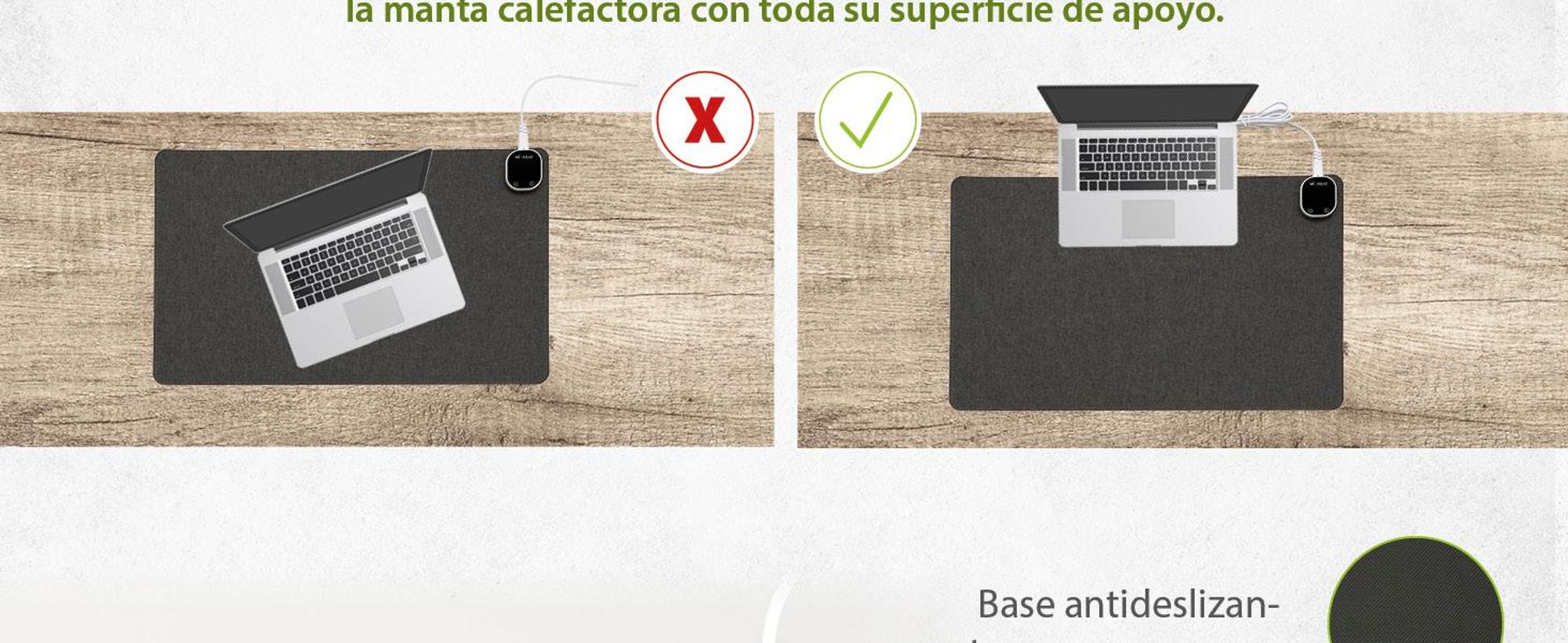 Alfombrilla para ratón con calefacción, tamaño 60x36 cm, 4 niveles de temperatura, con función de apagado automático. Base para escritorio, cubierta para escritorio, alfombrilla para escritorio