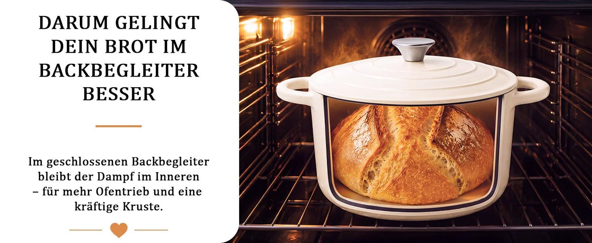 Brotbackset mit Gusseisentopf 4,6 L Ø 26 cm, emaillierter Brotbacktopf mit Deckel, Gärkörbchen 23 cm & Sauerteig-Starterset, Cremeweiß