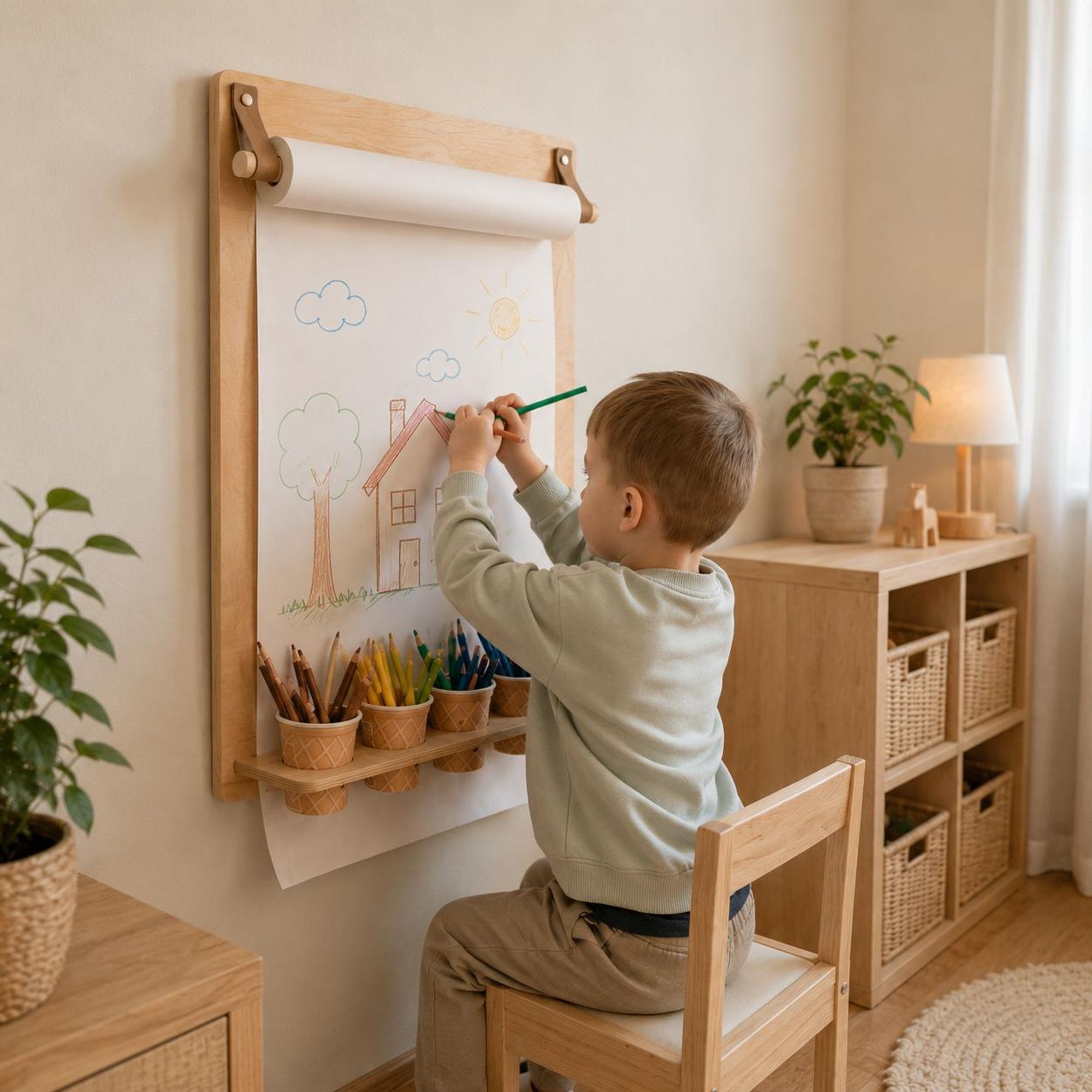 leg&go Kinder Zeichentafel mit Bleistifthalter, Mit Papierrolle, Zeichentisch