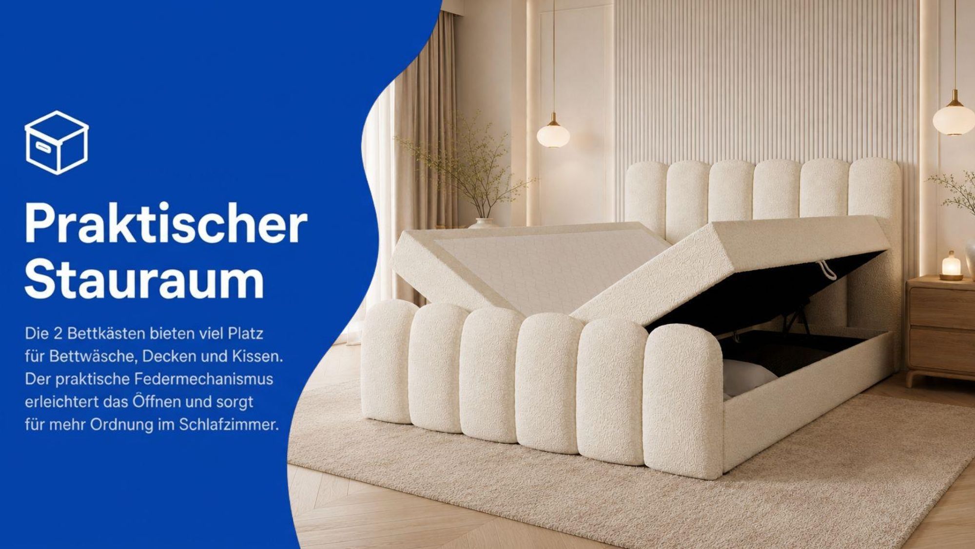 CUDDLE Bett mit zwei Bettkästen und praktischem Stauraum