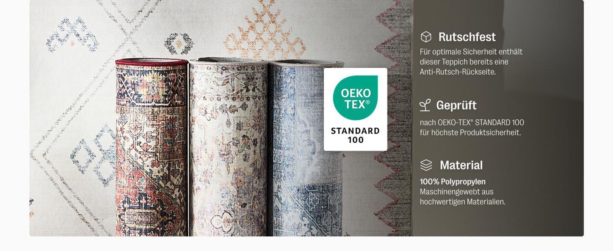 benuta Waschbarer Vintage Teppich George Multicolor/Blau 120x170 cm Wohnzimmerteppich Schlafzimmer weich orientalisch Rechteckig