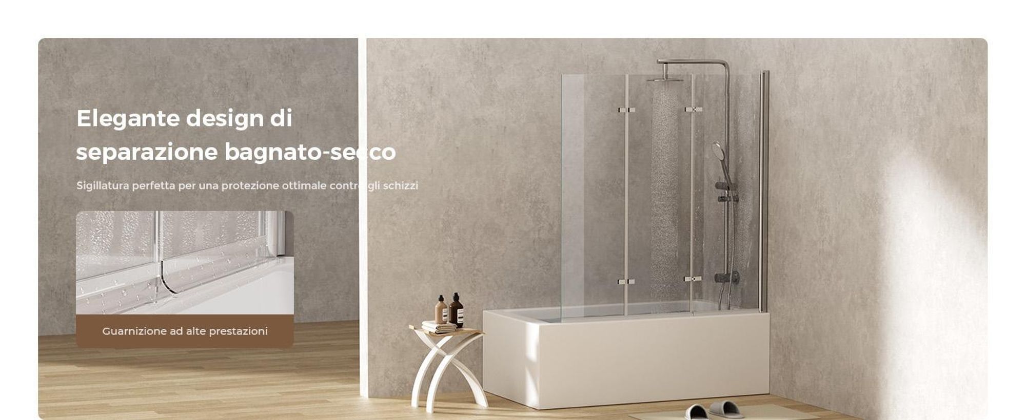 S'AFIELINA Cabine doccia pieghevole 3 pezzi per vasca 130x140 cm, vetro di sicurezza ESG 6 mm con rivestimento NANO Easy-Clean