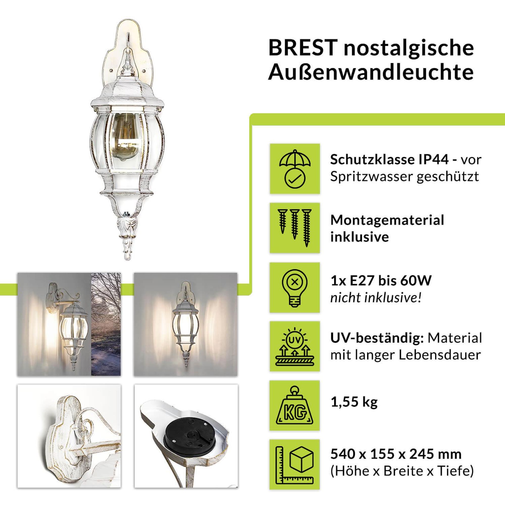 Highlights der AALBORG Außenwandlampe