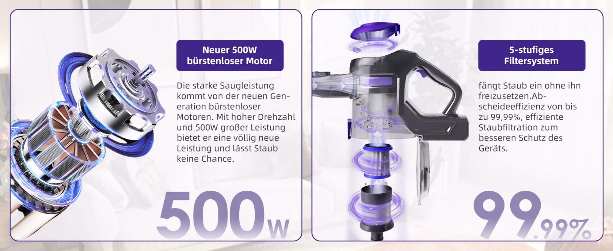 Aiibot 60000PA Akku Staubsauger, Staubsauger Kabellos,Kabelloser Staubsauger, 5 in1 Akkustaubsauger Bürstenloser Motor 50min, für tierhaare, 4HEPA