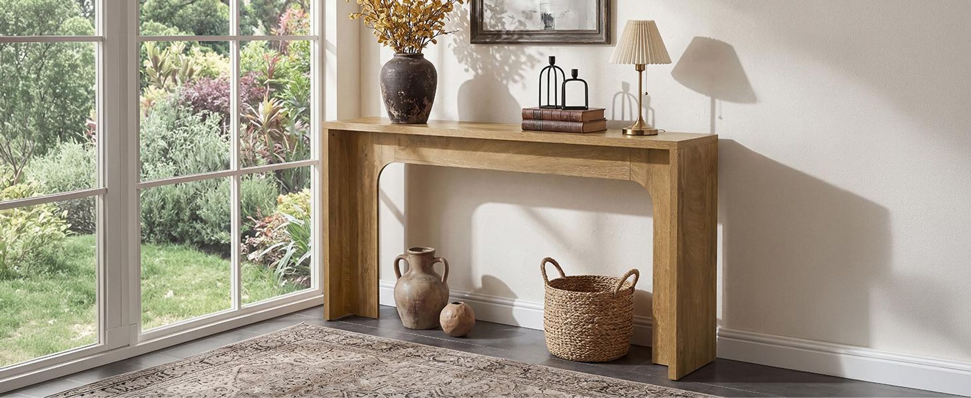 Tribesigns 160 cm schmaler Konsolentisch, moderner minimalistischer Holz-Flurtisch mit stabiler Basis, langer Konsolentisch hinter dem Sofa
