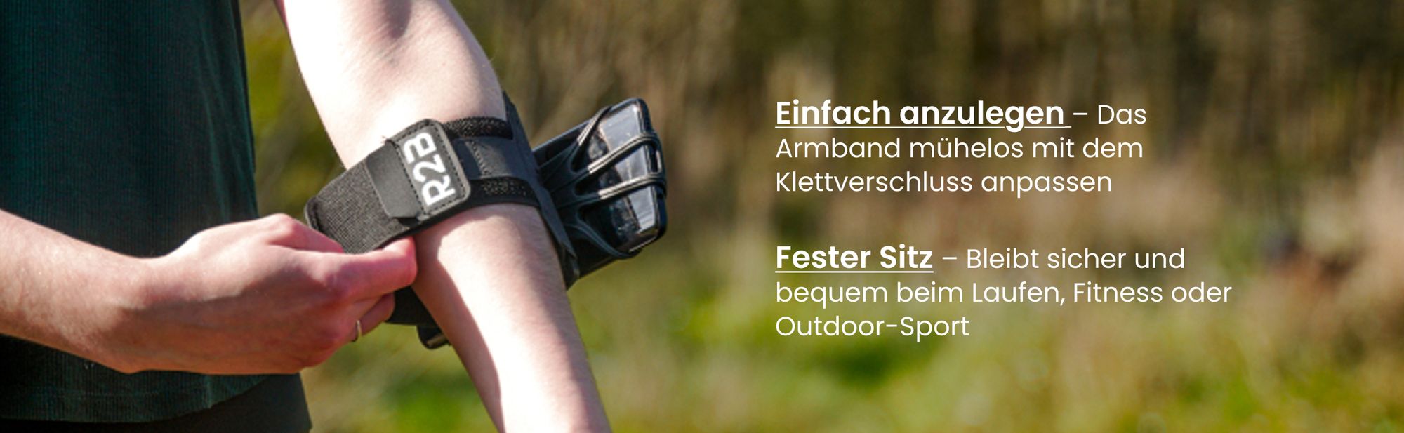 R2B Handyhalterung joggen - bis 6,5 Zoll- Sportarmband - Handytasche arm - Handy halterung sport – reflektierend - Schwarz
