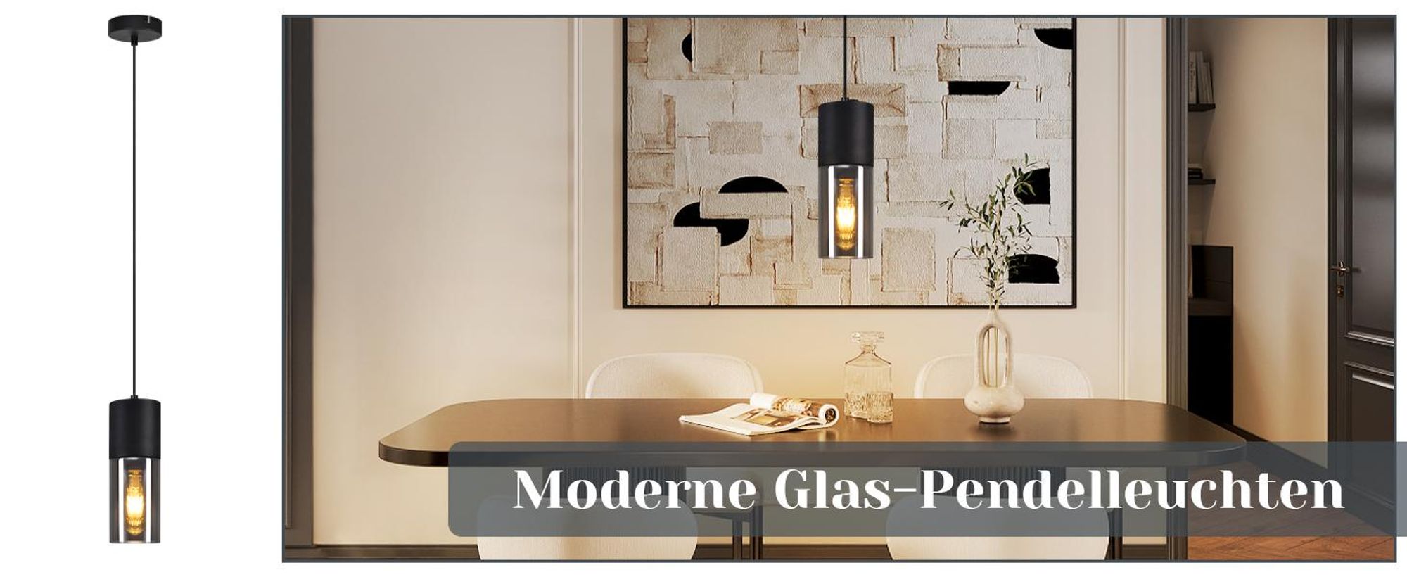 ZMH Pendelleuchte Schwarz Esstisch Pendellampe 1 Flammig Hängeleuchte E27 Küche Glas Metall Hängelampe Industrie Modern für Wohnzimmer Schlafzimmer