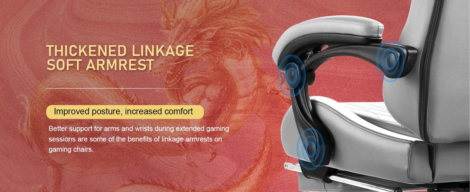 GTPLAYER Herné kreslo Herné kreslo s reproduktormi Bluetooth a opierkou na nohy, kancelárske kreslo série Dragon, ergonomické otočné kreslo, počítačové kreslo sivé