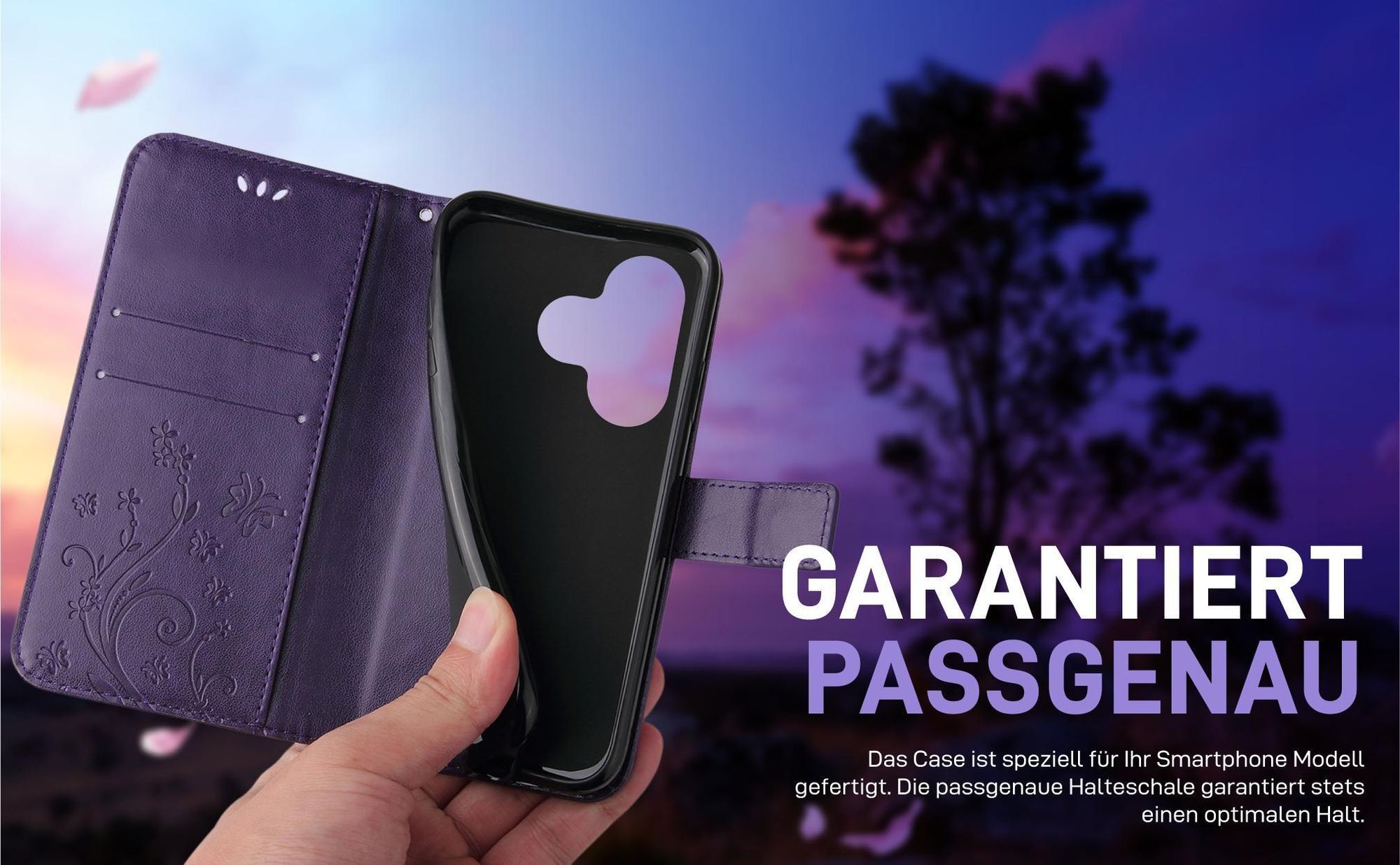 Violette Klapphülle für Xiaomi Redmi 13 mit präziser Passform und sicherem Halt