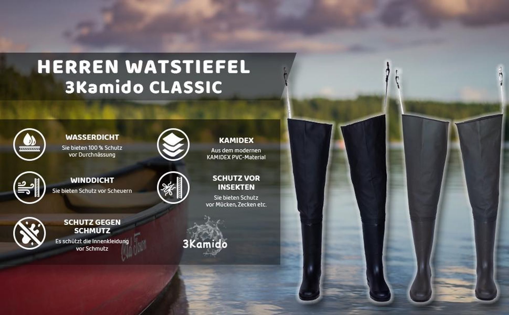 Classic Herren Watstiefel 3Kamido - Grüne - 46