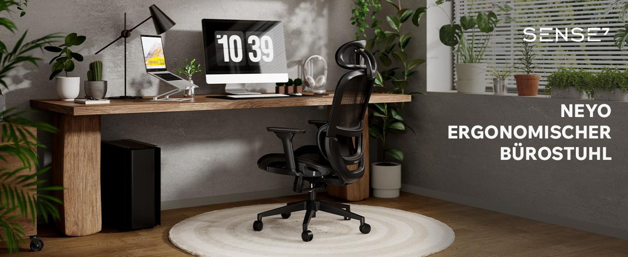 SENSE7 Neyo Ergonomischer Bürostuhl Schreibtischstuhl Schwarz Voll-Mesh 3D-Armlehnen Kopfstütze Synchronmechanik Homeoffice Chefsessel 140 kg